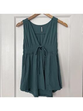 Free People Women's Green and Blue Blous